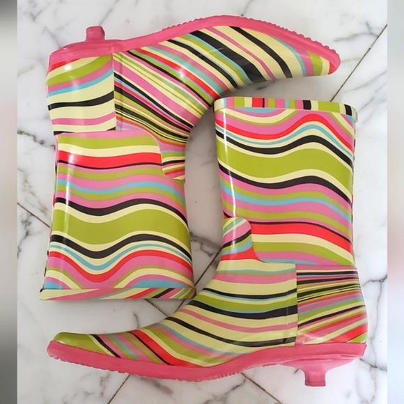 Paul Smith Shoes - PAUL SMITH- size 10/40 -rubber rain boots -Stripe Kitten Heel-multicolor